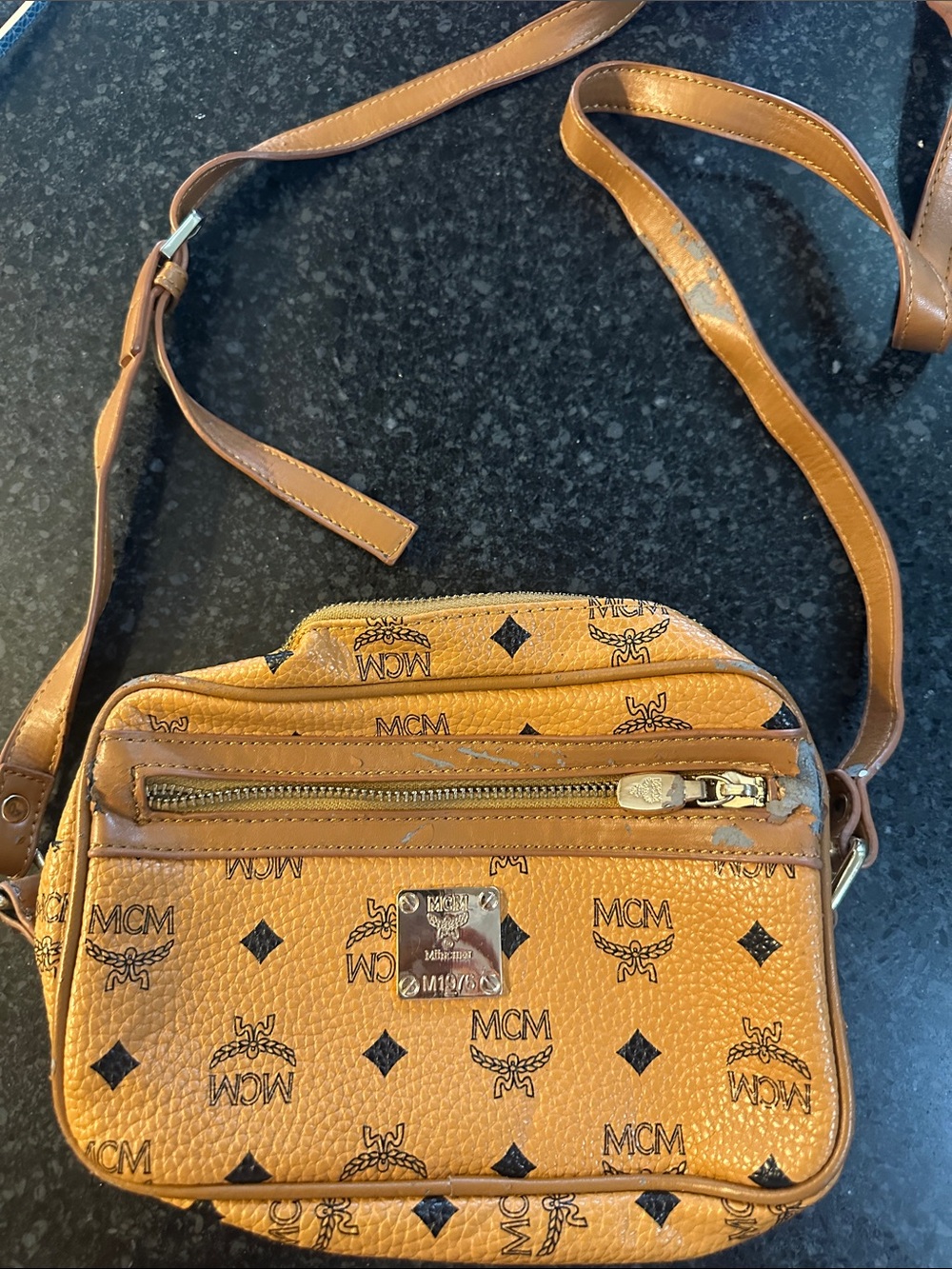 Vintage MCM München Cognac Visetos Crossbody Camera Bag